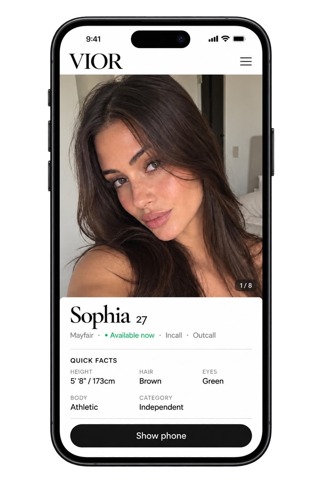Vior profile shown on iPhone
